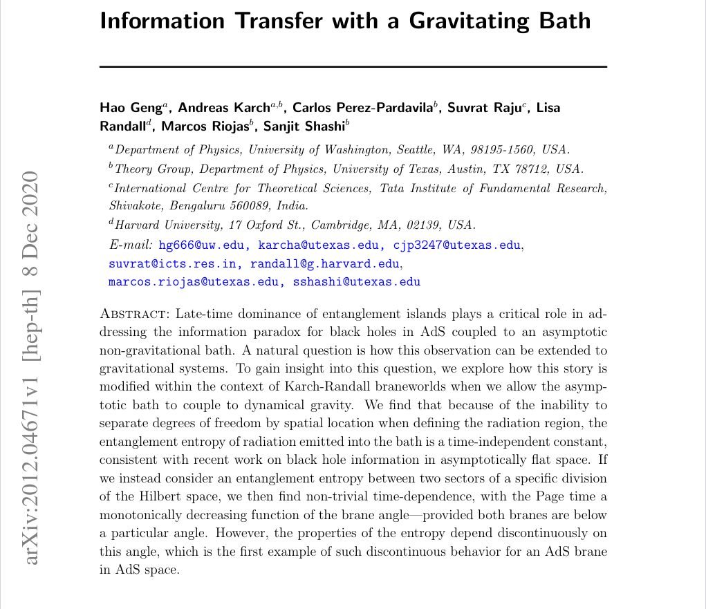 Media attached to: Information Transfer with a Gravitating Bath