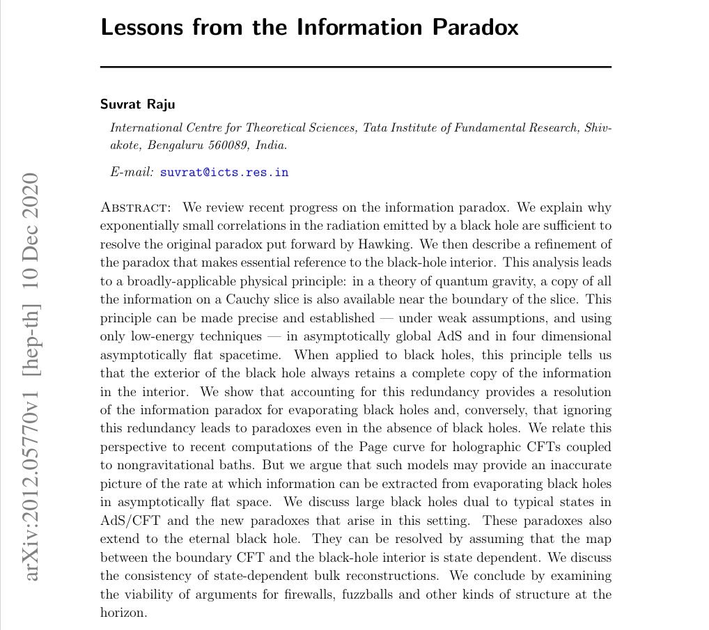Media attached to: Lessons from the Information Paradox