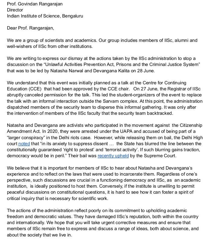 Media attached to: Academics Protest IISc's Cancellation of the UAPA Discussion